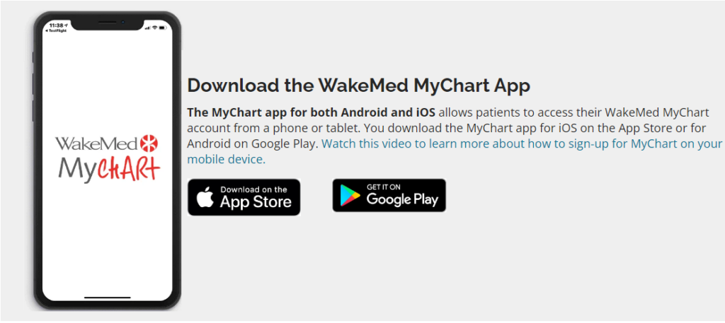 Download the WakeMed MyChart App